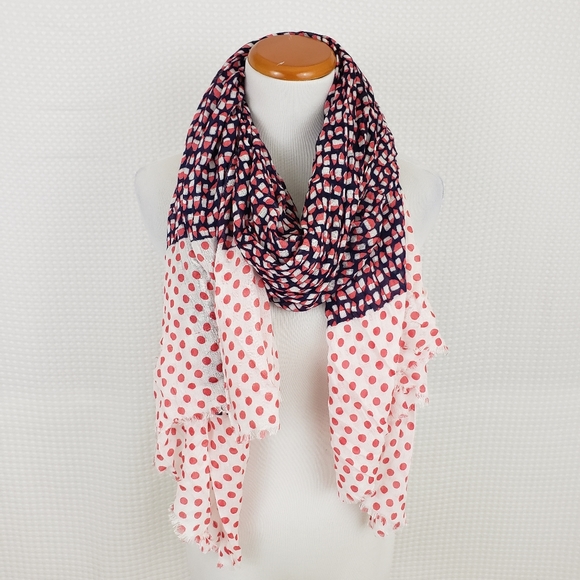 Boden Accessories - Boden Scarf Navy Pink Print Lightweight Scarf Boho Scarf